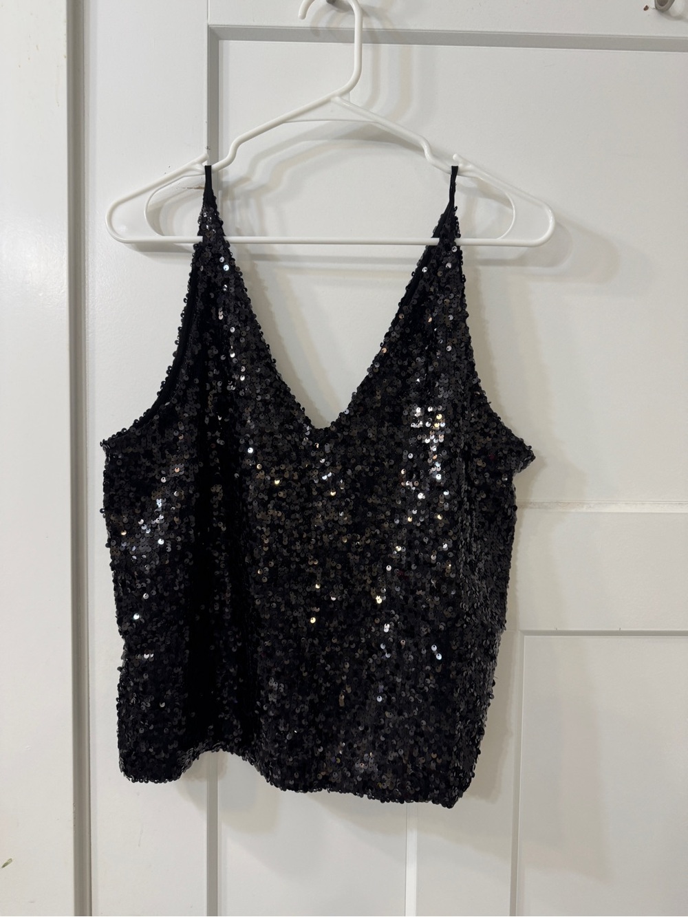 J.Crew Collection Carrie Black Sequin V-Neck Cami Size S